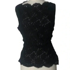 Valentino Black Draped Lace Top Size 12